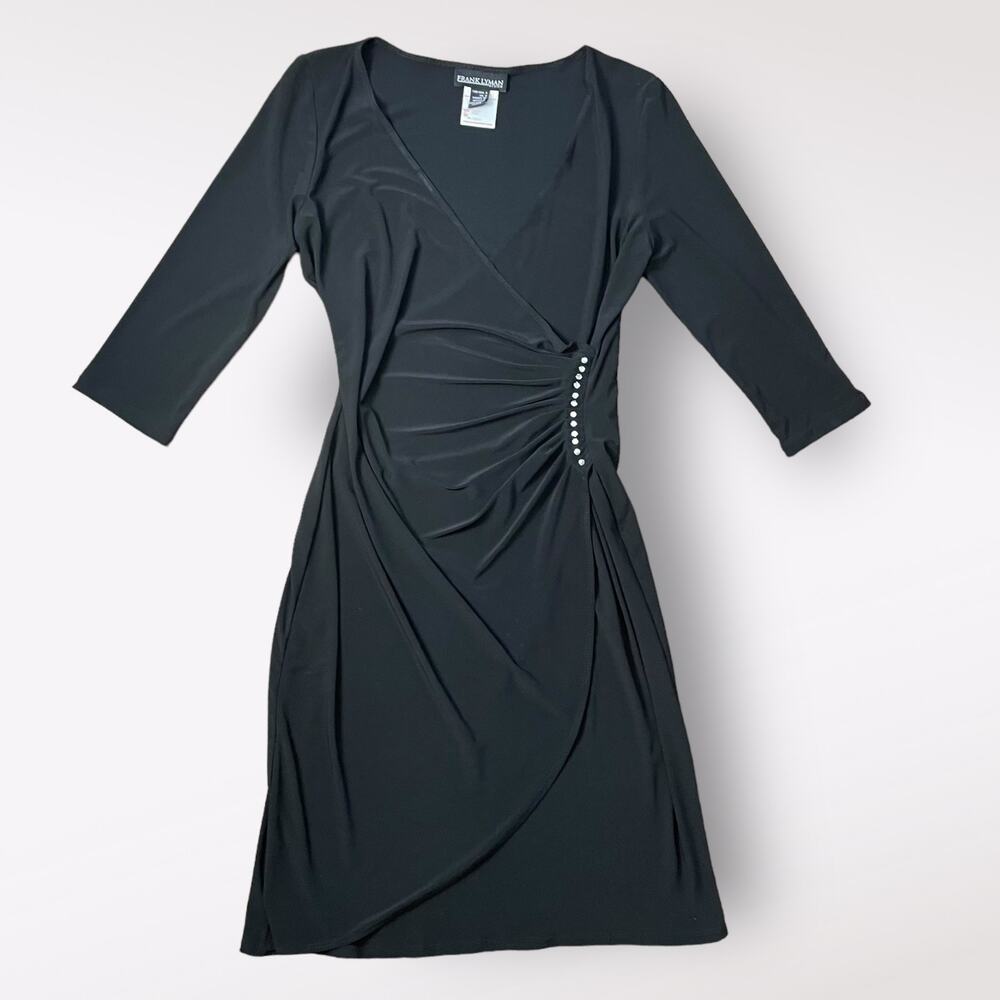 Frank Lyman Designs Black Long‎ Sleeved knee length cocktail dress Size 6